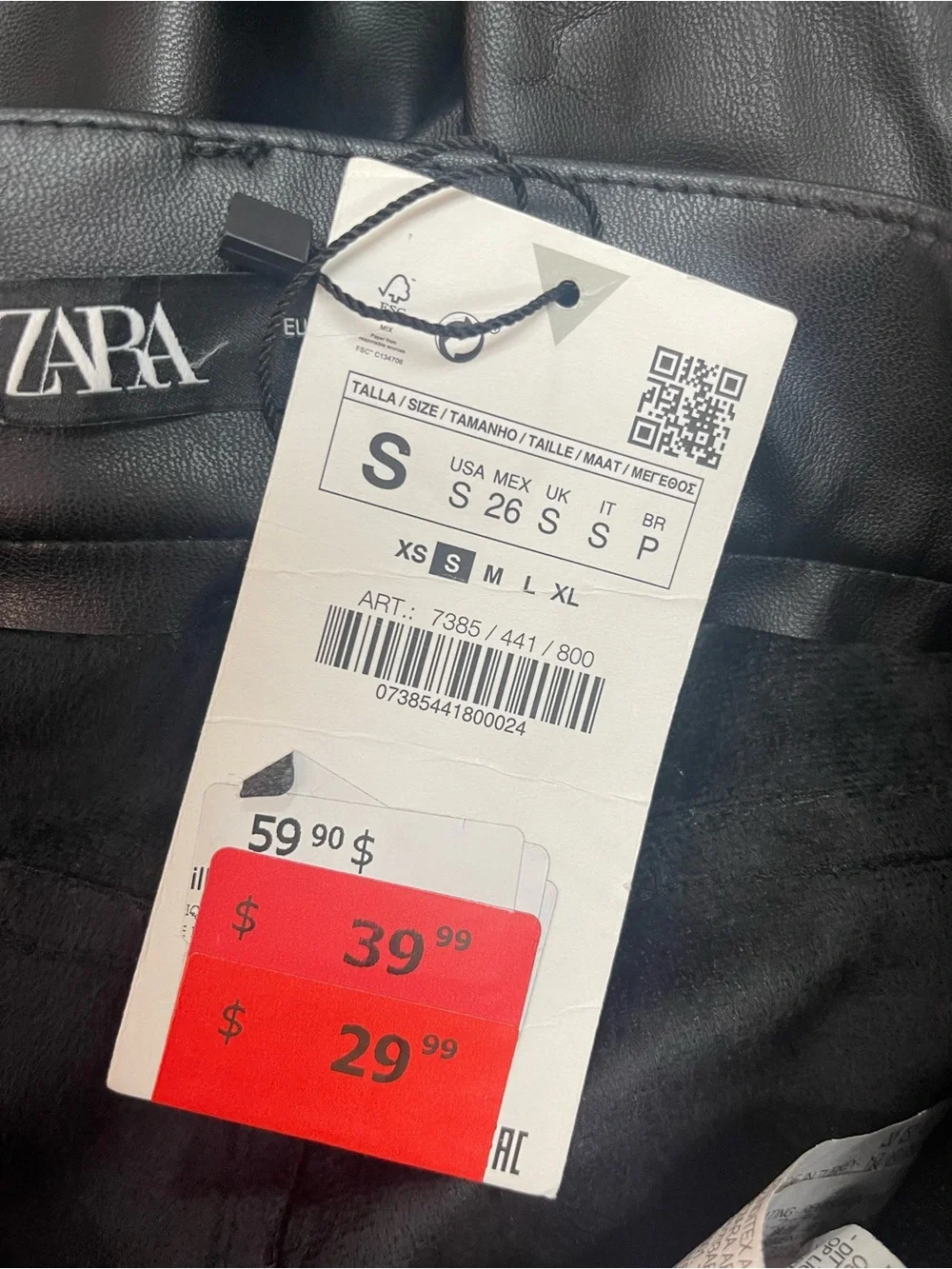 Zara Faux Leather Flared Trousers Pants Black